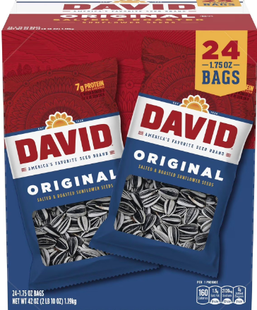 David Original Sunflower Seeds 1.75 oz 24 pk